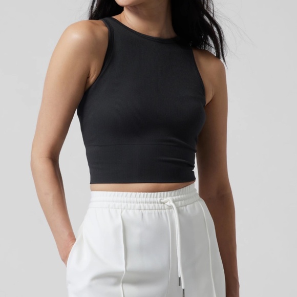Aurora Black High Neck Ribbed Crop Tank Seamless Size Small - Picture 1 of 6